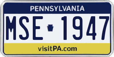 PA license plate MSE1947