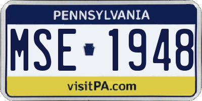 PA license plate MSE1948