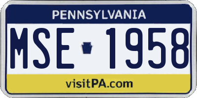 PA license plate MSE1958