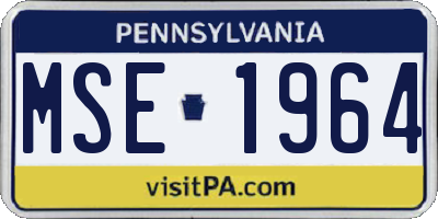 PA license plate MSE1964