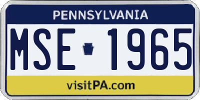 PA license plate MSE1965