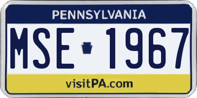 PA license plate MSE1967