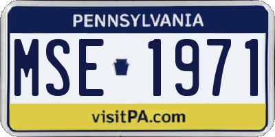 PA license plate MSE1971