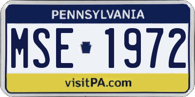 PA license plate MSE1972