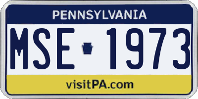PA license plate MSE1973