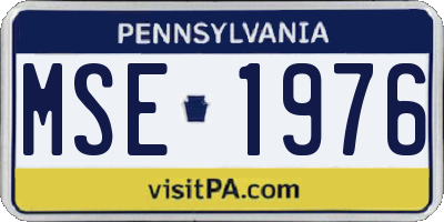 PA license plate MSE1976