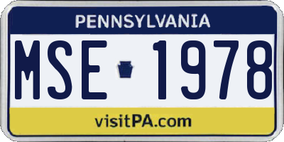 PA license plate MSE1978