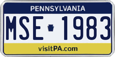 PA license plate MSE1983