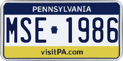 PA license plate MSE1986