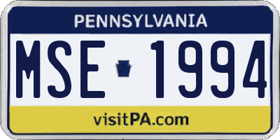 PA license plate MSE1994