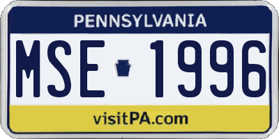 PA license plate MSE1996