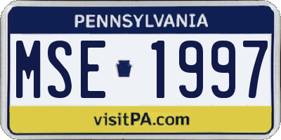 PA license plate MSE1997