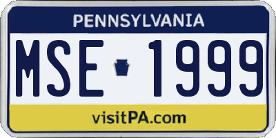 PA license plate MSE1999