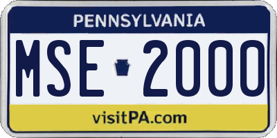 PA license plate MSE2000
