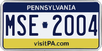 PA license plate MSE2004