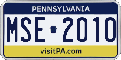 PA license plate MSE2010