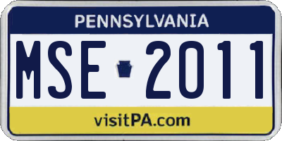 PA license plate MSE2011