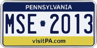 PA license plate MSE2013