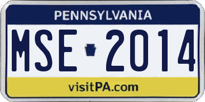 PA license plate MSE2014