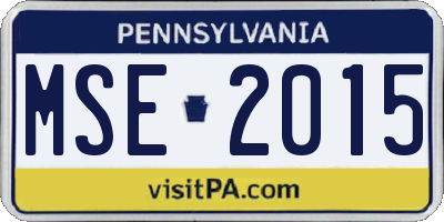 PA license plate MSE2015