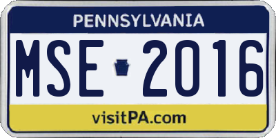 PA license plate MSE2016