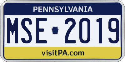 PA license plate MSE2019