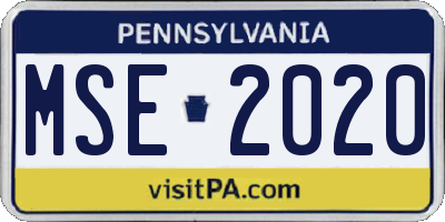 PA license plate MSE2020