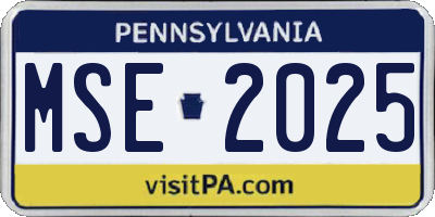 PA license plate MSE2025