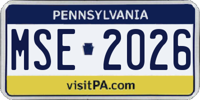 PA license plate MSE2026