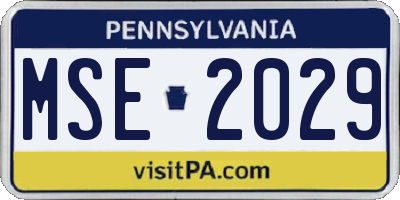 PA license plate MSE2029