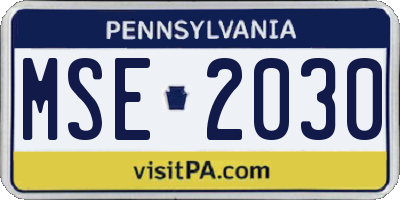 PA license plate MSE2030