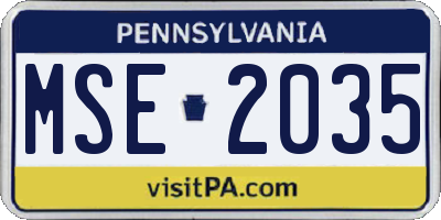 PA license plate MSE2035
