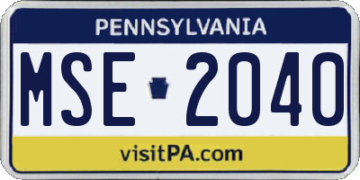 PA license plate MSE2040