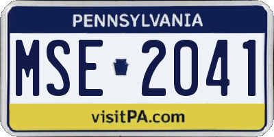 PA license plate MSE2041