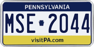 PA license plate MSE2044
