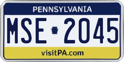 PA license plate MSE2045