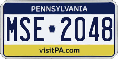PA license plate MSE2048