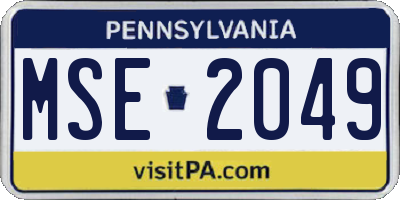 PA license plate MSE2049
