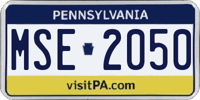PA license plate MSE2050