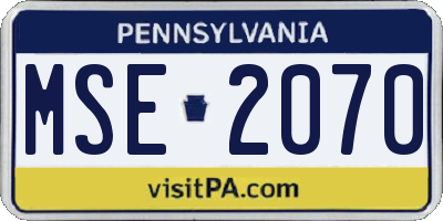 PA license plate MSE2070
