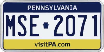 PA license plate MSE2071