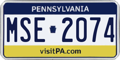 PA license plate MSE2074