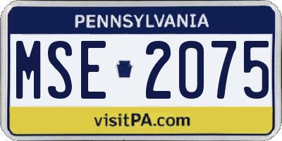 PA license plate MSE2075