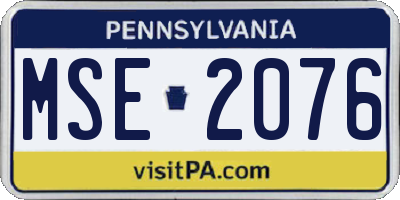 PA license plate MSE2076
