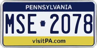 PA license plate MSE2078