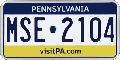 PA license plate MSE2104