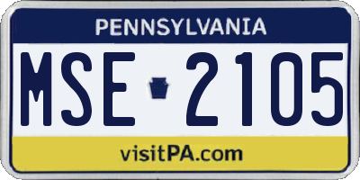 PA license plate MSE2105