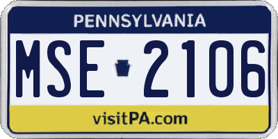 PA license plate MSE2106