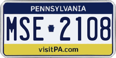 PA license plate MSE2108
