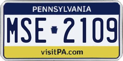 PA license plate MSE2109